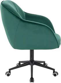 LuxuryForm DESIGN Stolička AVOLA VELUR na čiernej podstave s kolieskami - zelená