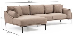 Dizajnová rohová sedačka Pallavi 255 cm hnedá - ľavá