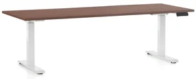Výškovo nastaviteľný stôl OfficeTech D, 200 x 80 cm, biela podnož, orech