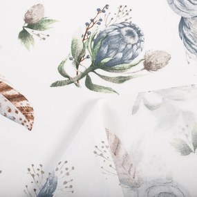 Biante Bavlnený záves Sandra SA-707 Modré kvety Protea na bielom 150x140 cm