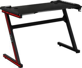 Herný stôl/počítačový stôl, s RGB LED osvetlením, čierna/červená, MACKENZIE 100cm