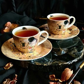 Porcelánová šálka s podšálkou Klimt The Kiss 250 ml sada 2ks