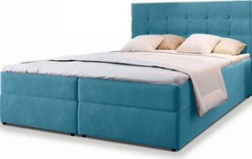 Čalúnená posteľ boxspring GLORIEN VELVET 140x200 cm modrá Matrac: Matrac Bonell pružinový