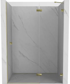 Mexen, Mexen Lunar pravé otočné sprchové dvere 130 cm, transparentné, zlaté - 834-130-000-50-00-P