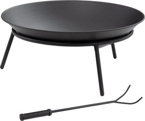 Outsunny Záhradný kovový ohnisko s pokerom na táboráky - Ø47x21 cm, čierne | Aosom