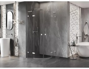 Mexen Lunar, L polkruhový výklopný sprchový kút 80 x 80 cm, 8mm číre sklo, chrómový profil, 833L-080L-080P-01-00