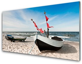 Skleneny obraz Loďka pláž príroda 120x60 cm