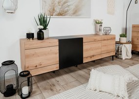 Široká skrinka 4-dverová Nola, dub artisan/čierna