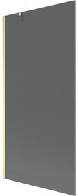 Mexen Next, 1-krídlová vaňová zástena 90 x 150 cm, 6mm šedé sklo, zlatá matná, 895-090-000-00-40-55