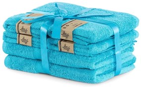 Modré froté uteráky a osušky v súprave 6 ks s prímesou bambusu Bamby – DecoKing