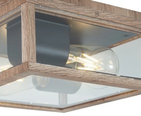 Priemyselné stropné svietidlo s drevenou potlačou IP44 2-Lights - Charlois