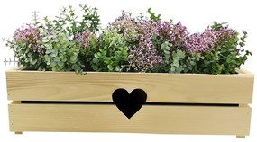 AMADEA Drevený obal na kvetináč so srdcom, 62x21,5x17cm Český výrobok