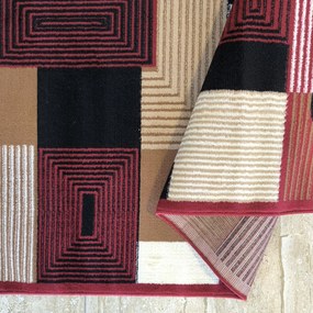 Koberec Alfa 18 – červený s geometrickým vzorom do interiéru Rozmer: 40x60 cm