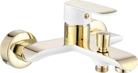Rea Bloom, vaňová batéria s ručnou sprchovou sadou, biela-zlatá lesklá, REA-B9932