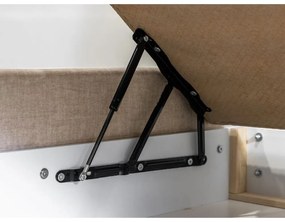 Béžová čalúnená dvojlôžková posteľ s úložným priestorom s roštom 180x200 cm Jade – Bobochic Paris