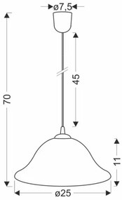 Luster na lanku VERA 1xE27/60W/230V medená/biela