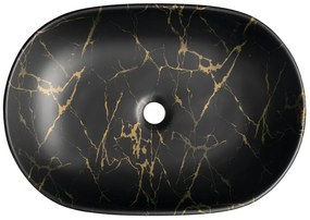 Sapho Sapho, CALEO keramické umývadlo na dosku, 60x42cm, mramor portoro, CA590PT