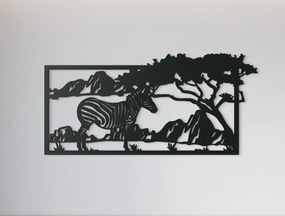 drevko Drevený obraz Zebra v savane Rozmer obrazu: 21 x 44,5 cm, Farba dekorácie: Čierna