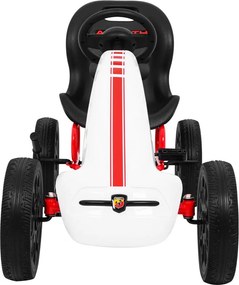 Ramiz Pedálová motokára ABARTH pre deti biela + EVA kolesá + ručná brzda + voľnobeh