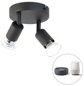 Inteligentné bodové svetlo čierne sklápateľné okrúhle vrátane 2 Wifi GU10 - Jeany