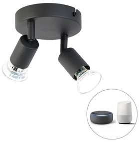 Inteligentné bodové svetlo čierne sklápateľné okrúhle vrátane 2 Wifi GU10 - Jeany