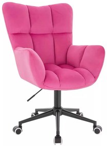 LuxuryForm DESIGN Kreslo AURORA VELUR na čiernej podstave s kolieskami - tmavo ružové