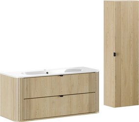 Kúpeľňová zostava Ovalia Pure so zápustným umývadlom a skrinkami 120 cm dub cremona