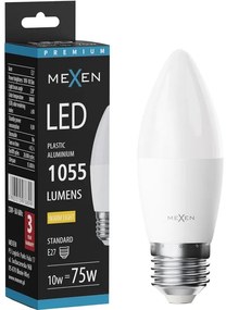 Mexen Nova, LED žiarovka E27, C37, 10W, Teplá - 3000K, 1055 lm - L102-E27-1030-01