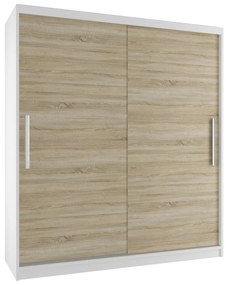 Šatníková skriňa 133 cm Belini biely mat / dub sonoma s posuvnými dverami SI SZP2/2/W/DS/0/AL