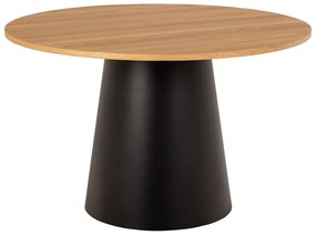 Čierno-prírodný okrúhly jedálenský stôl s doskou v dubovom dekore ø 120 cm Soli – Actona