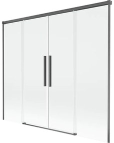 Mexen Rox, 2-krídlová posuvná vaňová zástena 190 x 150 cm, 8mm číre sklo, brúsený grafit profil, 8C9-190-002-66-00