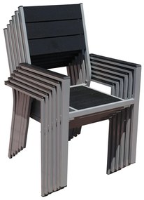 Záhradná zostava Fargo 2, obdĺžnik - 6 miest, čierna / sivá