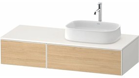 DURAVIT Zencha závesná skrinka pod umývadlo na dosku (umývadlo vpravo), 2 zásuvky, 1300 x 550 x 281 mm, dub prírodný/biela super matná, ZE4817030840000