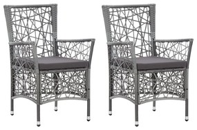 Vonkajšie stoličky 2 ks s podložkami, polyratan, sivé