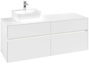 VILLEROY &amp; BOCH Collaro závesná skrinka pod umývadlo na dosku (umývadlo vľavo), 4 zásuvky, s LED osvetlením, 1400 x 500 x 548 mm, White Matt, C101B0MS