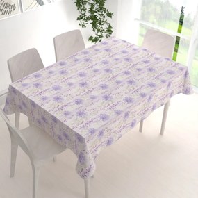 Biante Dekoračný obdĺžnikový obrus PML-069 Fialové kvety na bielom 140x160 cm