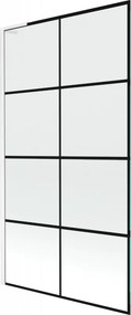 Mexen Next L, 1-krídlová vaňová zástena 100 x 150 cm, 6mm číre sklo-čierny vzor, biely profil, 895-100-000-03-77-20