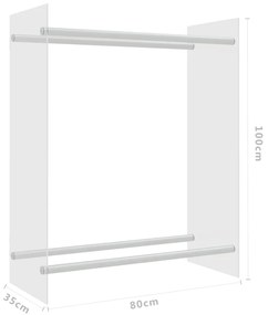 Stojan na palivové drevo priehľadný 80x35x100 cm tvrdené sklo