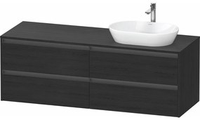 DURAVIT Ketho 2 závesná skrinka pod umývadlo na dosku (umývadlo vpravo), 4 zásuvky, 1600 x 550 x 568 mm, dub čierny, K24899R16160000