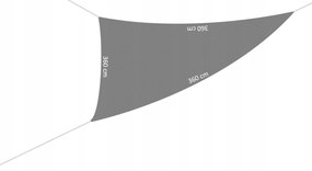 Tieniaca plachta na terasu - trojuholník - 3,6m - sivá (180g/m2)