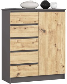 Komoda Kirmair (grafit + dub artisan). Vlastná spoľahlivá doprava až k Vám domov. 1117249