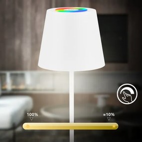 Briloner 7510016 - LED RGBW stmievateľná stolná lampa CALIDA 2,5W/5V IP44 1200 mAh biela