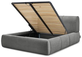 Sivá čalúnená dvojlôžková posteľ s úložným priestorom s roštom 180x200 cm Vernon – Bobochic Paris