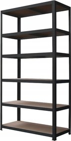 Regál 220x120x60 cm, lakovaný  6-policový, nosnosť 720 kg - ČIERNY