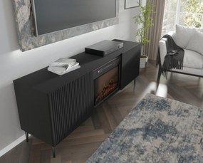 TV skrinka/stolík s elektrickým krbom FPB 2D 170 C Rowanna (čierna). Akcia -20%. Vlastná spoľahlivá doprava až k Vám domov. 1125091