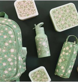 Nerezová fľaša na pitie kvety zelená