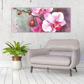 Obraz - Orchidey, aquarel (120x50 cm)