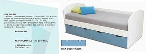 posteľ REA GOLEM, 90x200, s 2 zásuvkami, dub vicenza