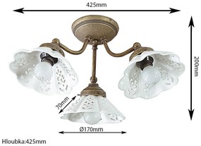 Sapho Sapho, NAPOLI stropné svietidlo 3xE14,40W, 230V, keramické tienitko, bronz, MC613