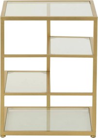 Zlatý kovový odkladací stolík so sklenenými policami Doree gold - 40*40*51 cm